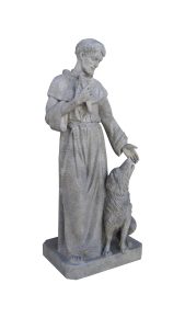 San Francisco de Asis con lobo y paloma